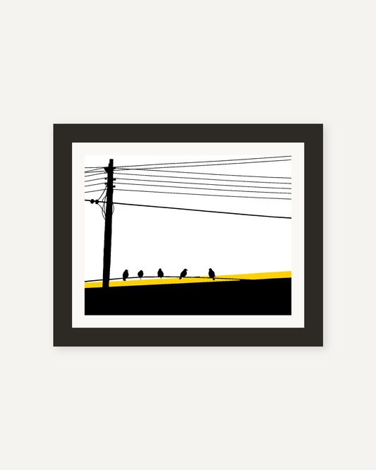 電線の鳥 : 黄 / Birds on the Wire : Yellow 額装イメージ