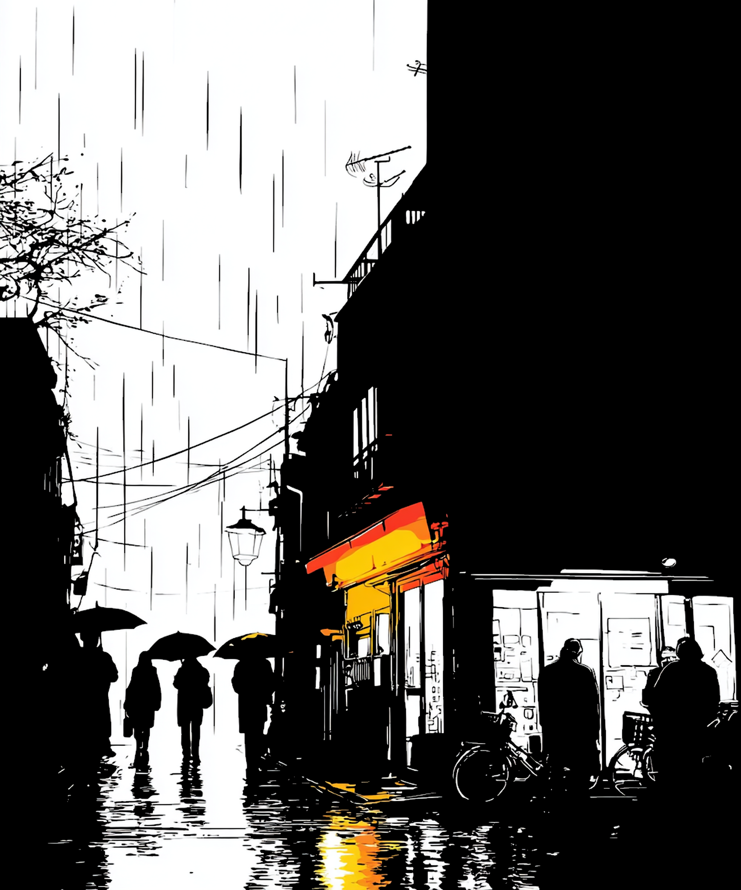 雨の夜の商店街 / Shopping Street on a Rainy Night